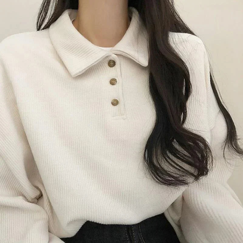 Langarmige damesblouse – Elegante blouse met kraag en comfortabele pasvorm