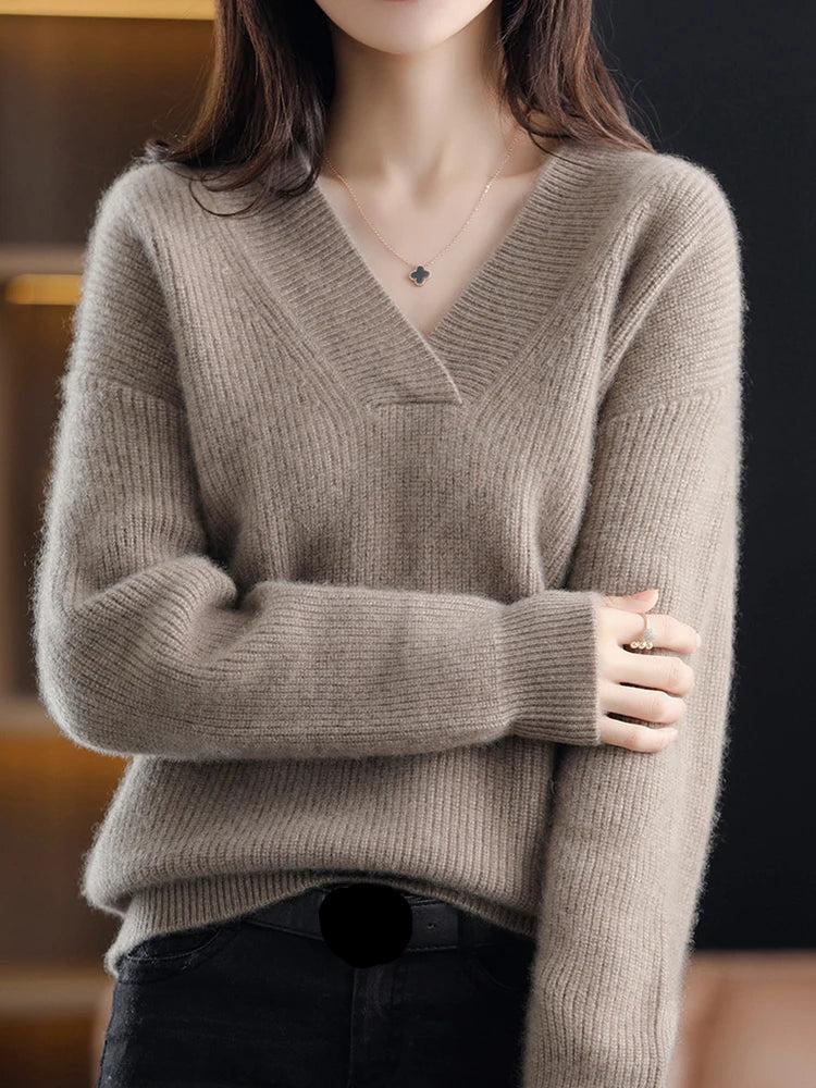 V-hals trui dames – Elegante gebreide trui voor casual en feestelijke gelegenheden