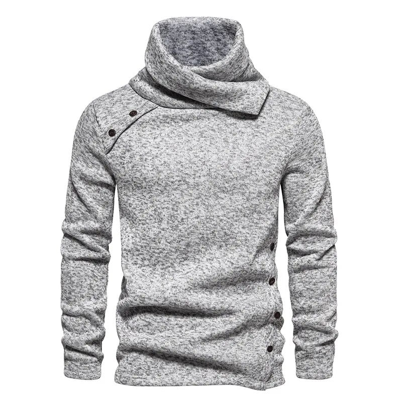 Rollneck trui heren – Knoopdesign trui van zachte stof voor casual stijl