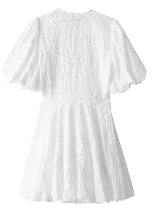 Dames Jurk – Elegante Getailleerde Jurk met Diepe V-Hals en Ballonrok
