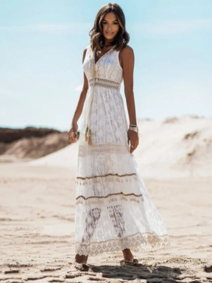 Maxi jurk boho stijl – Lange jurk met bloemenprint, ideale zomeroutfit