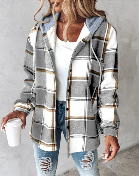 Geruite Hoodie Dames – Comfortabele en trendy gebreide hoodie voor casual stijl