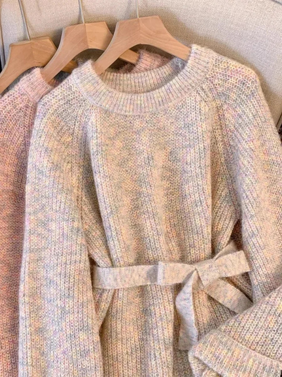 Losse ronde hals pullover jurk dames – Elegante casual jurk met comfortabele pasvorm