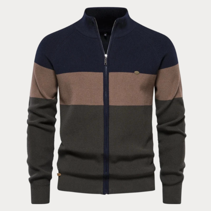 Heren Gebreide Vest – Patchwork-Kleur Trui voor Casual en Formele Gelegenheden
