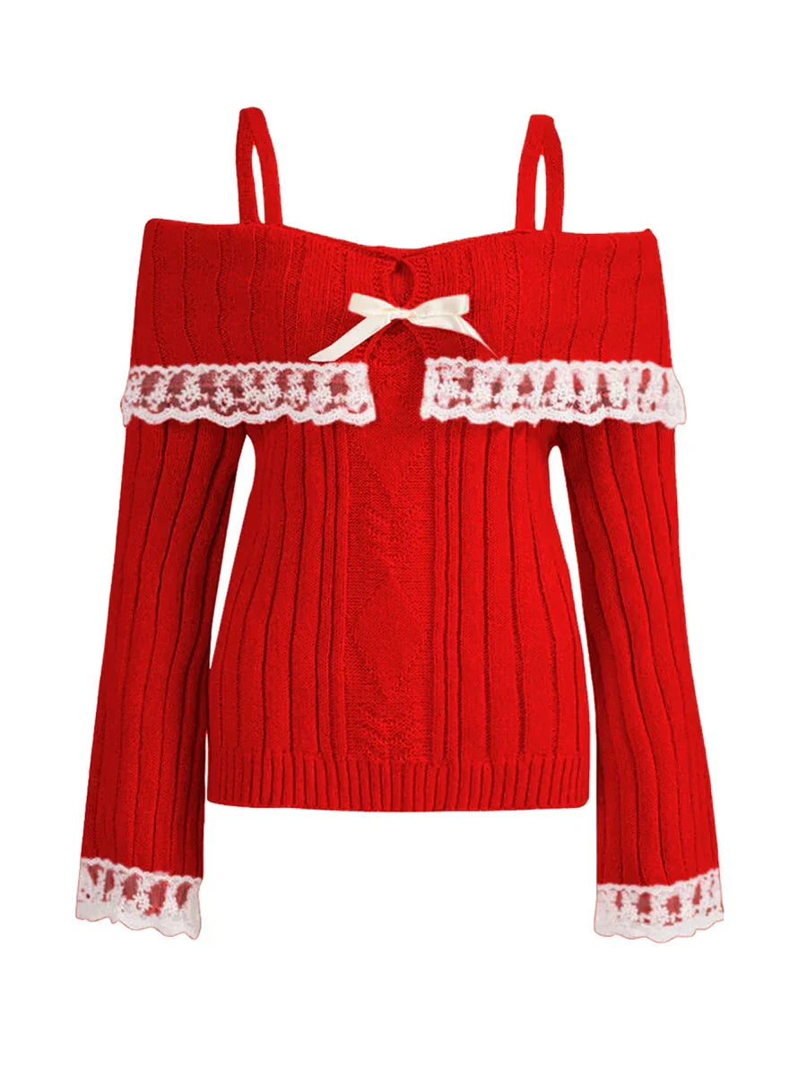 Off-shoulder trui dames – Kanten trui met off-shoulder design voor casual stijl