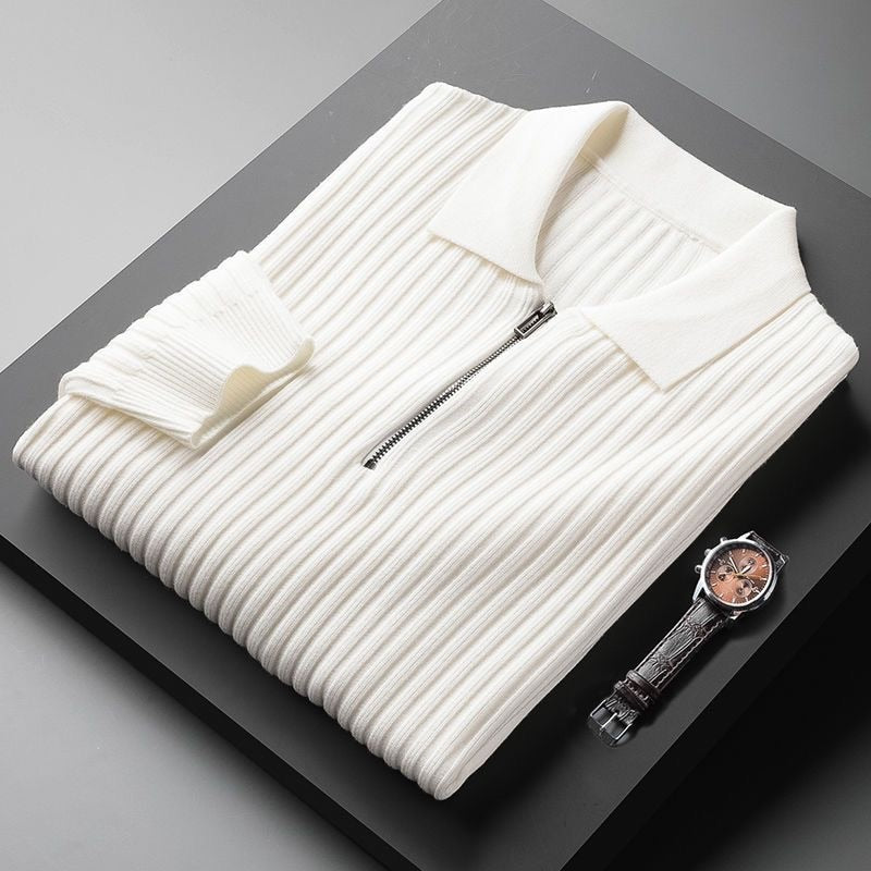 Polo-Pullover Heren – Comfortabele Rits Pullover van Katoen voor Casual Gebruik