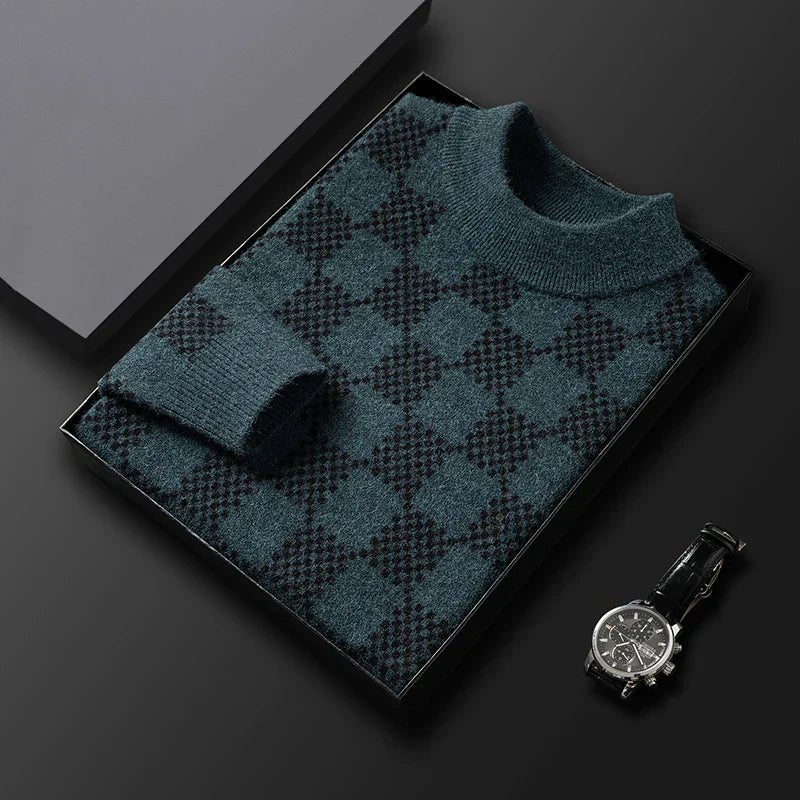 Heren Trui Schaakpatroon – Stylish gebreide trui voor casual en formele gelegenheden
