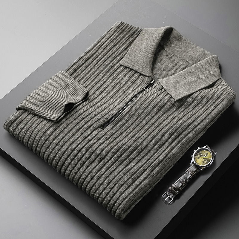 Polo-Pullover Heren – Comfortabele Rits Pullover van Katoen voor Casual Gebruik