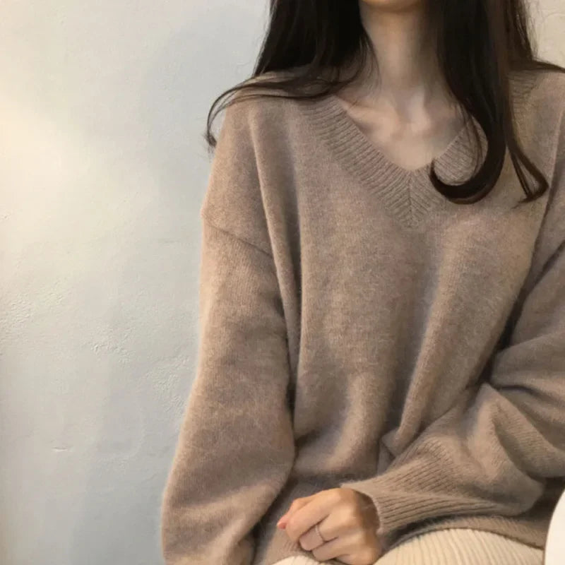 Dames V-hals Trui Oversized – Comfortabele Trui voor Casual en Chic Outfits