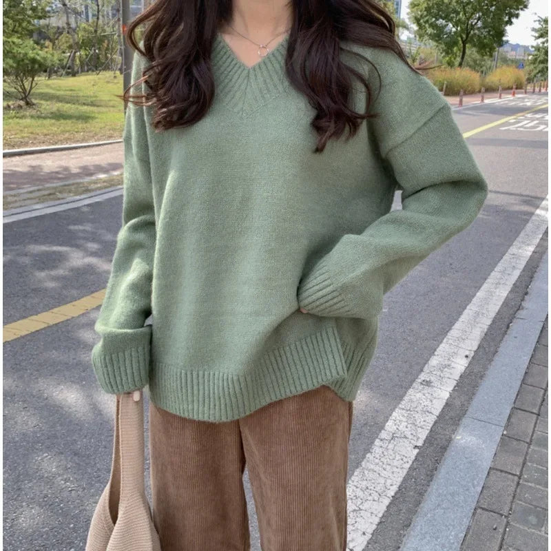 Dames V-hals Trui Oversized – Comfortabele Trui voor Casual en Chic Outfits