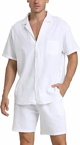 Overhemd en Shorts voor Heren – Geknopt met Kordelzug, Casual en Comfortabel