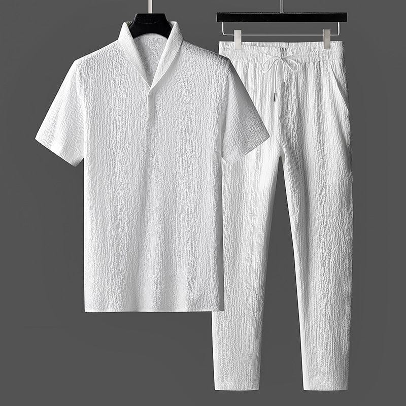 Korte mouwen heren shirt en broek met koord – Casual set voor zomeroutfits