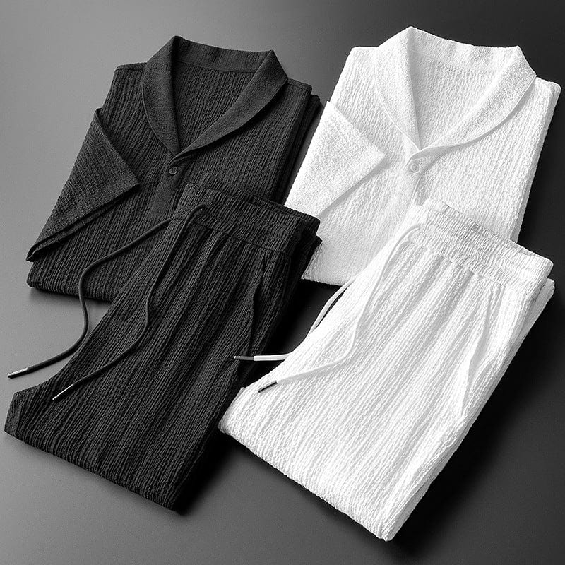 Korte mouwen heren shirt en broek met koord – Casual set voor zomeroutfits