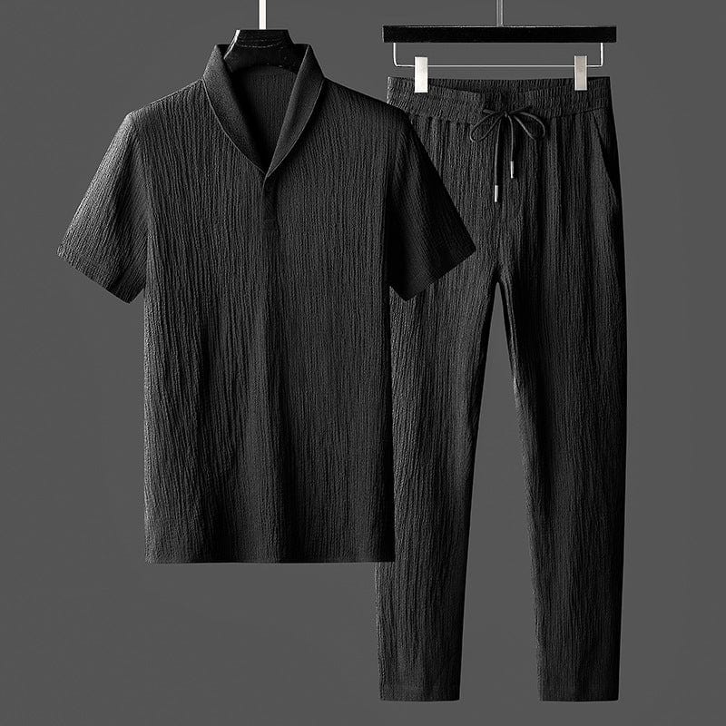 Korte mouwen heren shirt en broek met koord – Casual set voor zomeroutfits