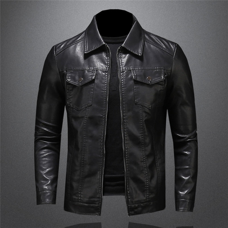 Heren leren jack – Stijlvol zwart leren jasje met rits en slim fit design