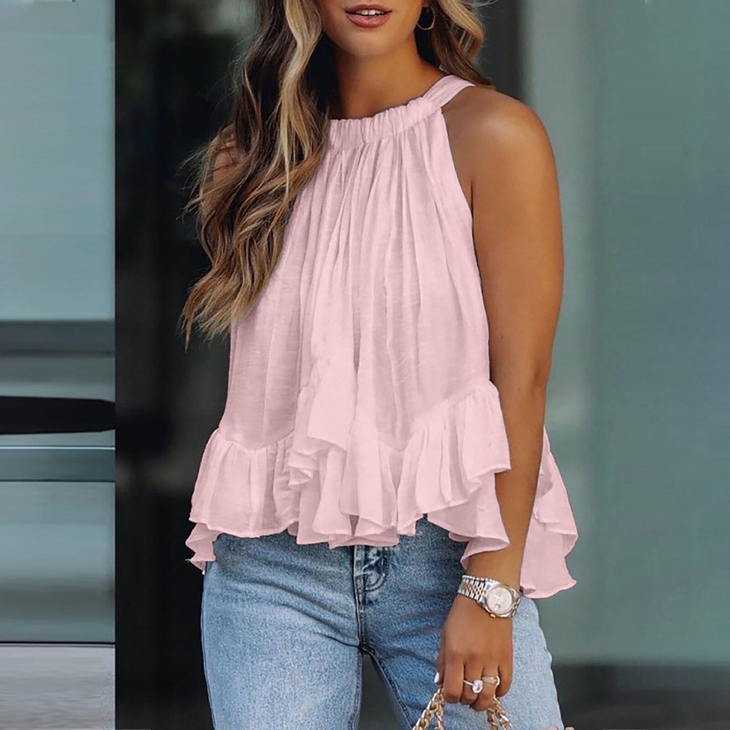 Rimpel Top Dames – Elegante Blouse met V-hals en Korte Mouwen voor Feestjes