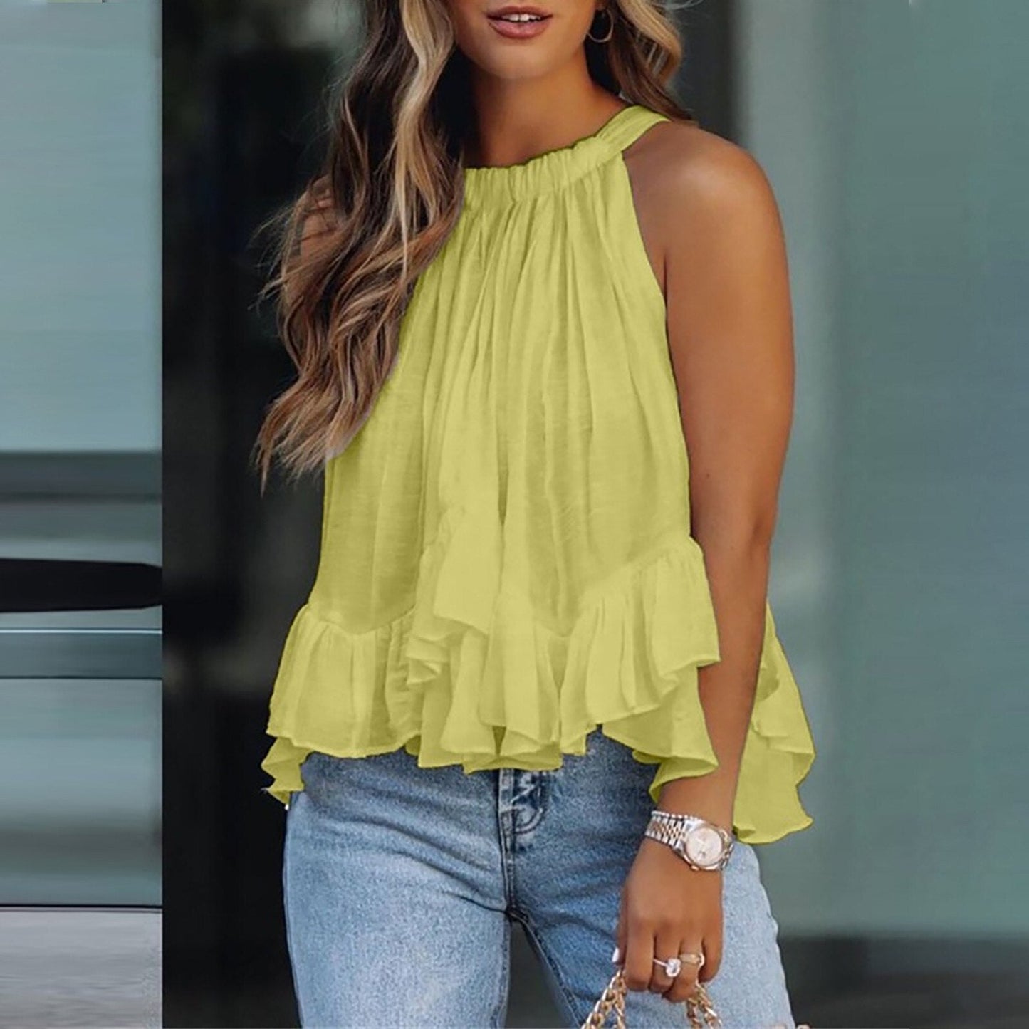 Rimpel Top Dames – Elegante Blouse met V-hals en Korte Mouwen voor Feestjes