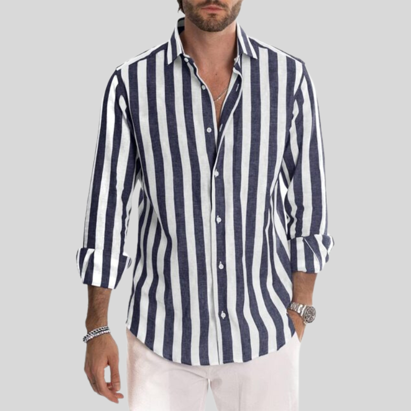 Lange mouw overhemd heren – Gestreept shirt van katoen voor casual en formele gelegenheden