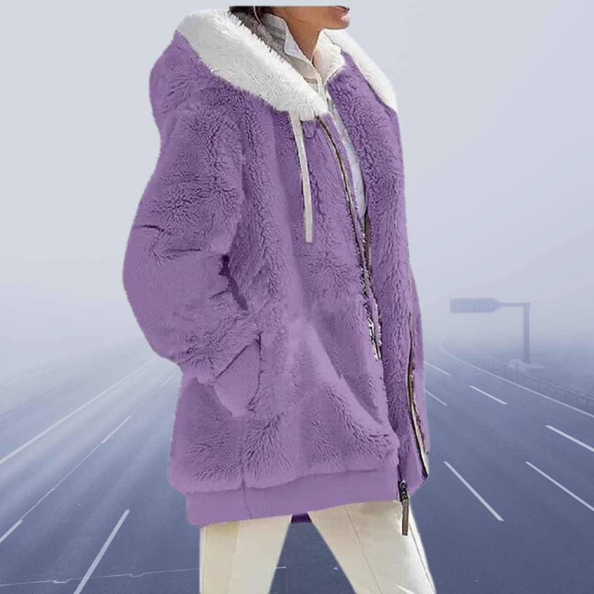 Fluffy Dames Jack met Kap – Zachte Zip-up Hoodie voor Casual en Sportief Gebruik