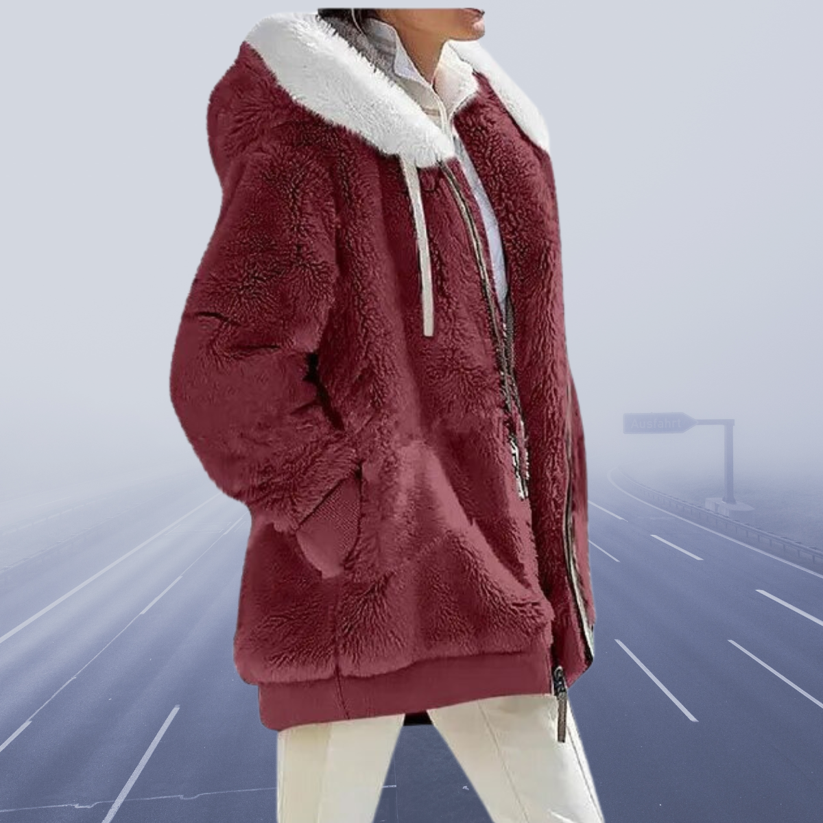 Fluffy Dames Jack met Kap – Zachte Zip-up Hoodie voor Casual en Sportief Gebruik