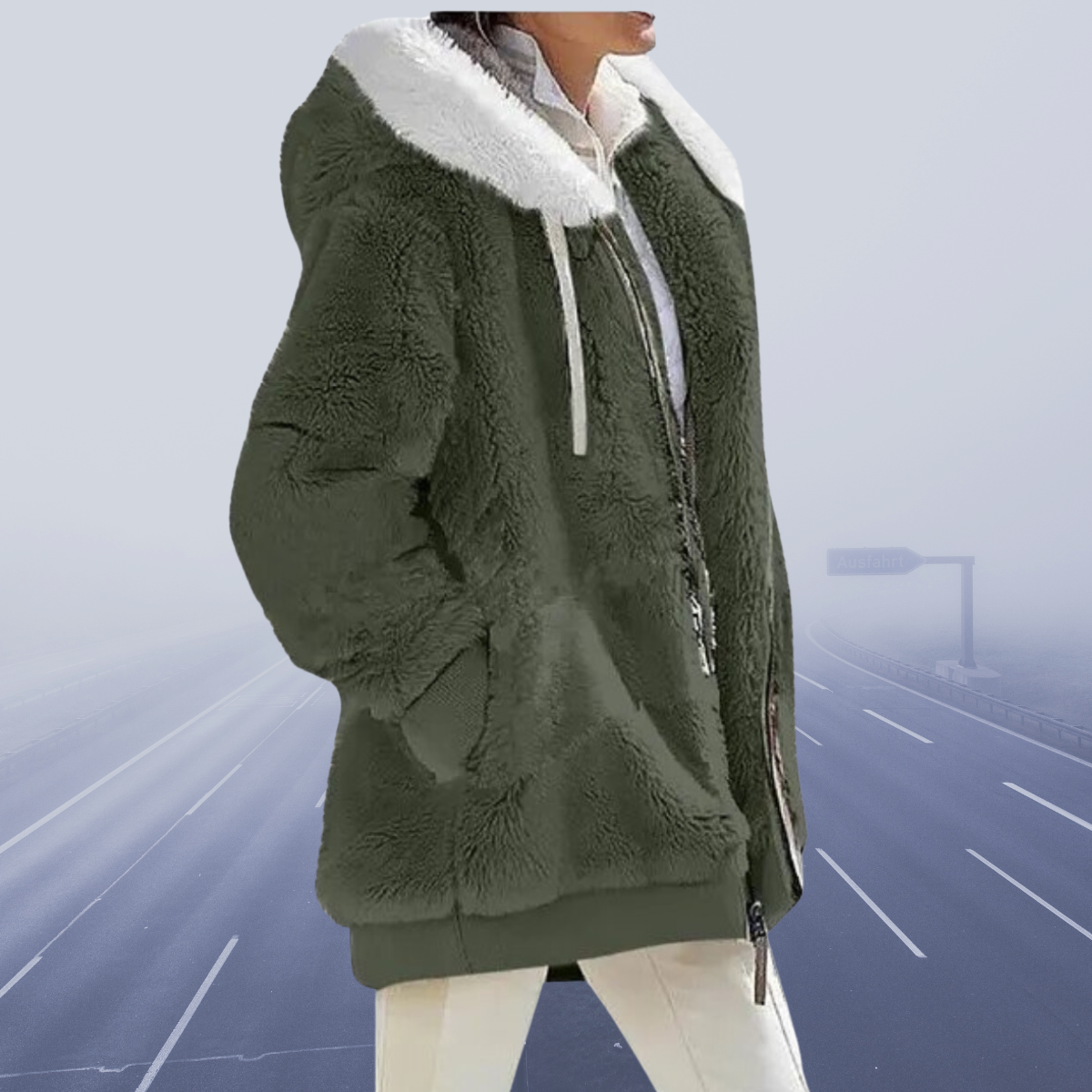 Fluffy Dames Jack met Kap – Zachte Zip-up Hoodie voor Casual en Sportief Gebruik