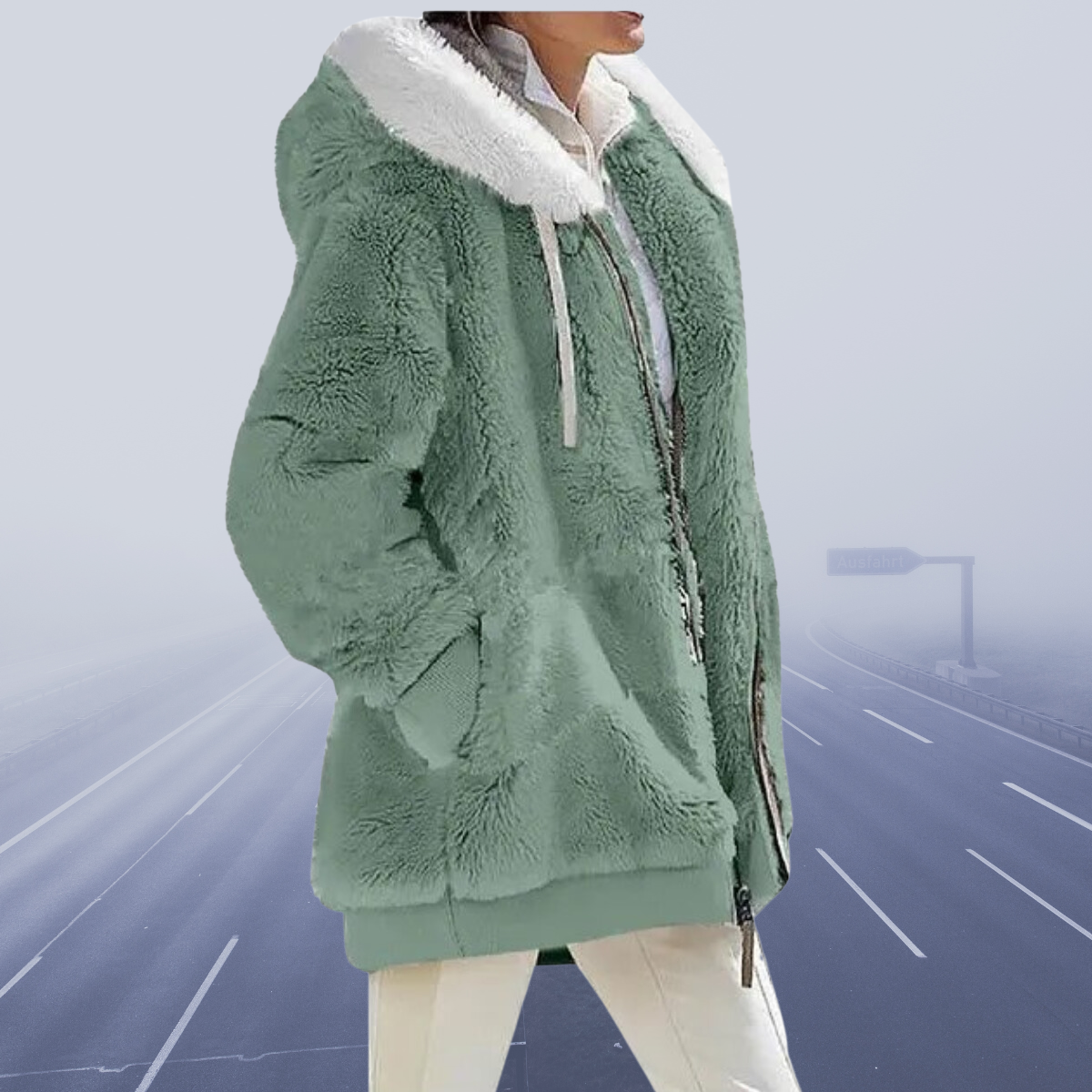 Fluffy Dames Jack met Kap – Zachte Zip-up Hoodie voor Casual en Sportief Gebruik