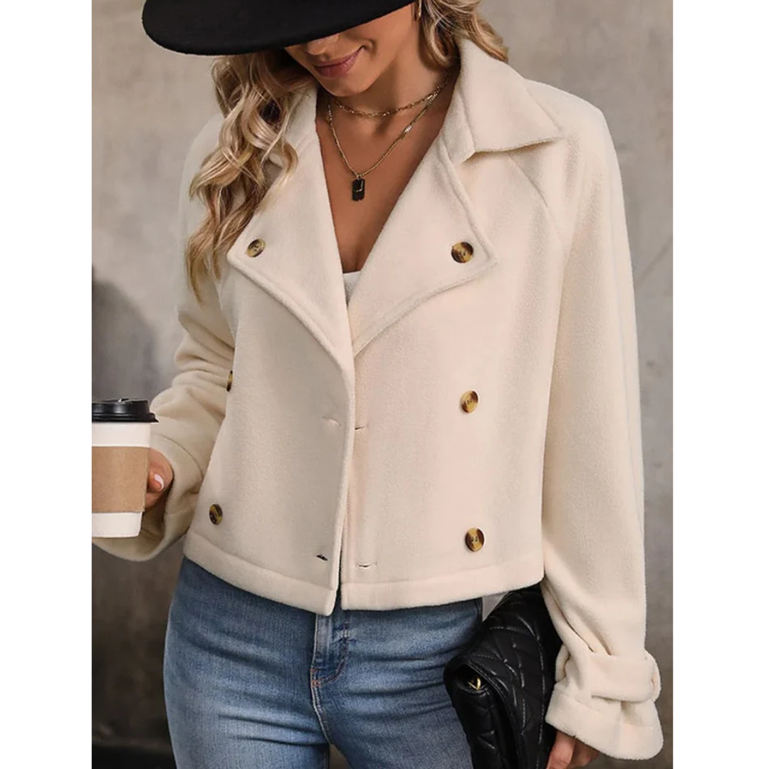 Korte Jas Dames – Elegante Revers Jas voor Lente en Herfst Outfits
