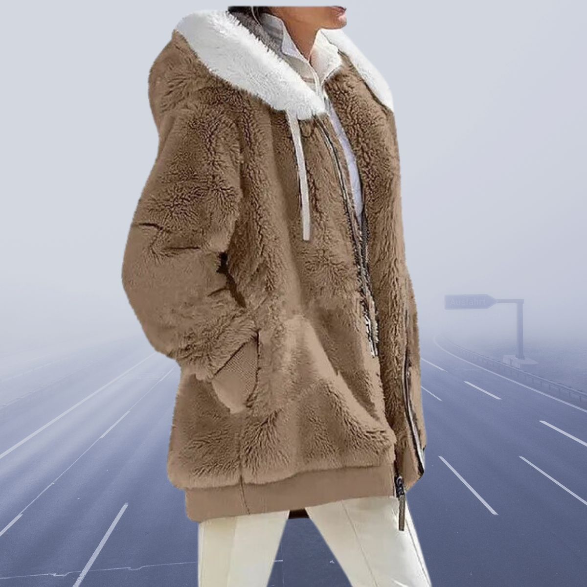 Fluffy Dames Jack met Kap – Zachte Zip-up Hoodie voor Casual en Sportief Gebruik
