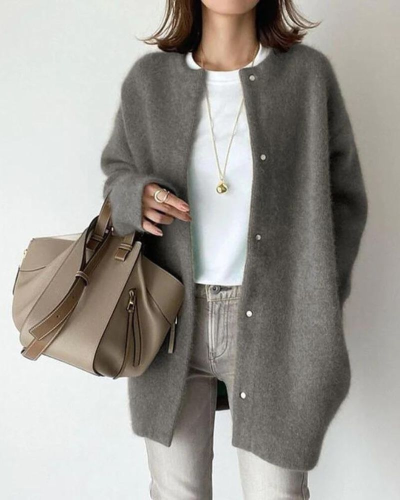 Dames Trui met Knopen – Wijde Gebreide Trui voor Casual en Chic Uitstraling
