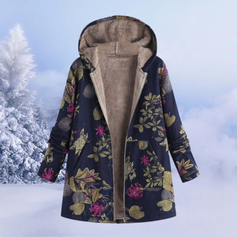 Dames Jas Bedrukt – Trendy Lange Jas van Katoen voor Herfst en Winter