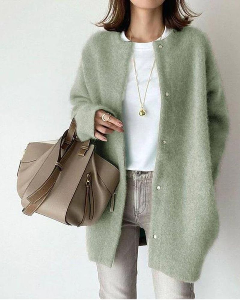 Dames Trui met Knopen – Wijde Gebreide Trui voor Casual en Chic Uitstraling