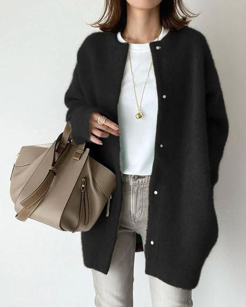 Dames Trui met Knopen – Wijde Gebreide Trui voor Casual en Chic Uitstraling