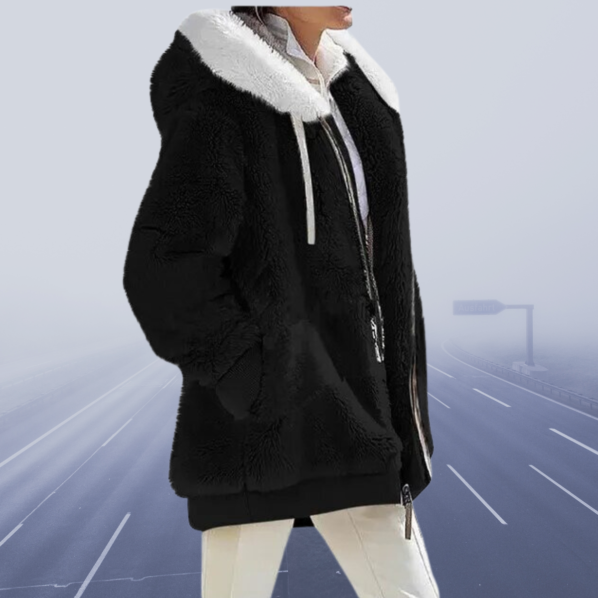 Fluffy Dames Jack met Kap – Zachte Zip-up Hoodie voor Casual en Sportief Gebruik