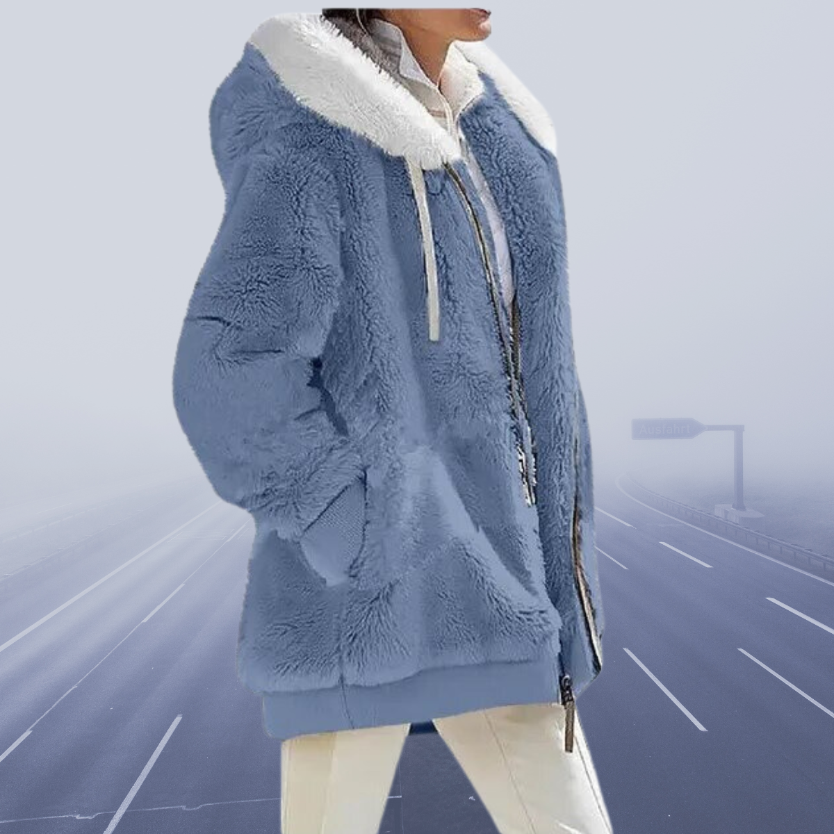 Fluffy Dames Jack met Kap – Zachte Zip-up Hoodie voor Casual en Sportief Gebruik