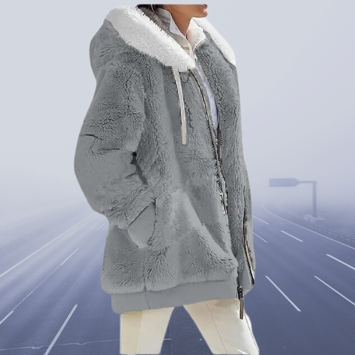 Fluffy Dames Jack met Kap – Zachte Zip-up Hoodie voor Casual en Sportief Gebruik