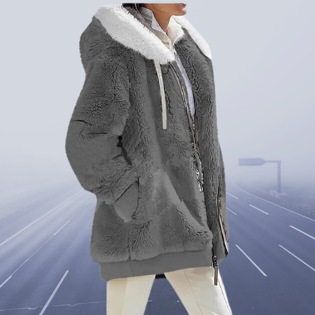 Fluffy Dames Jack met Kap – Zachte Zip-up Hoodie voor Casual en Sportief Gebruik