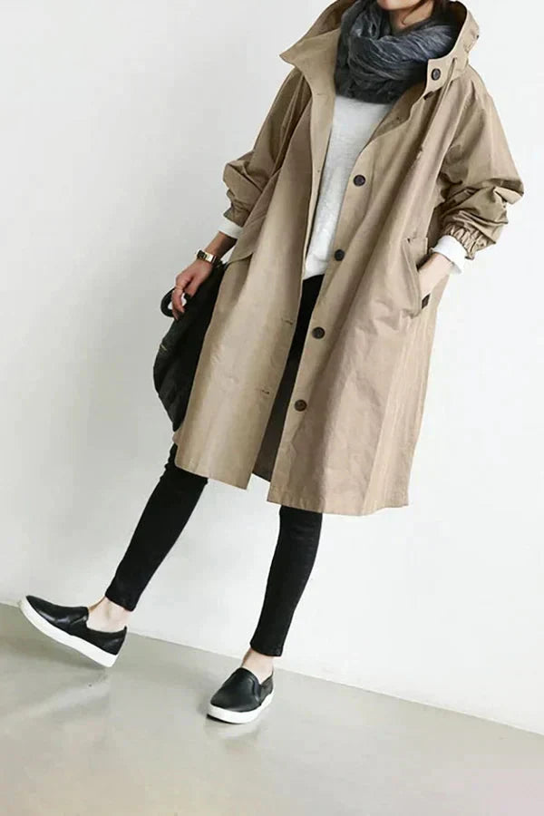 Trenchcoat Dames – Elegante Eengrijpige Trenchcoat van Katoen voor Herfst