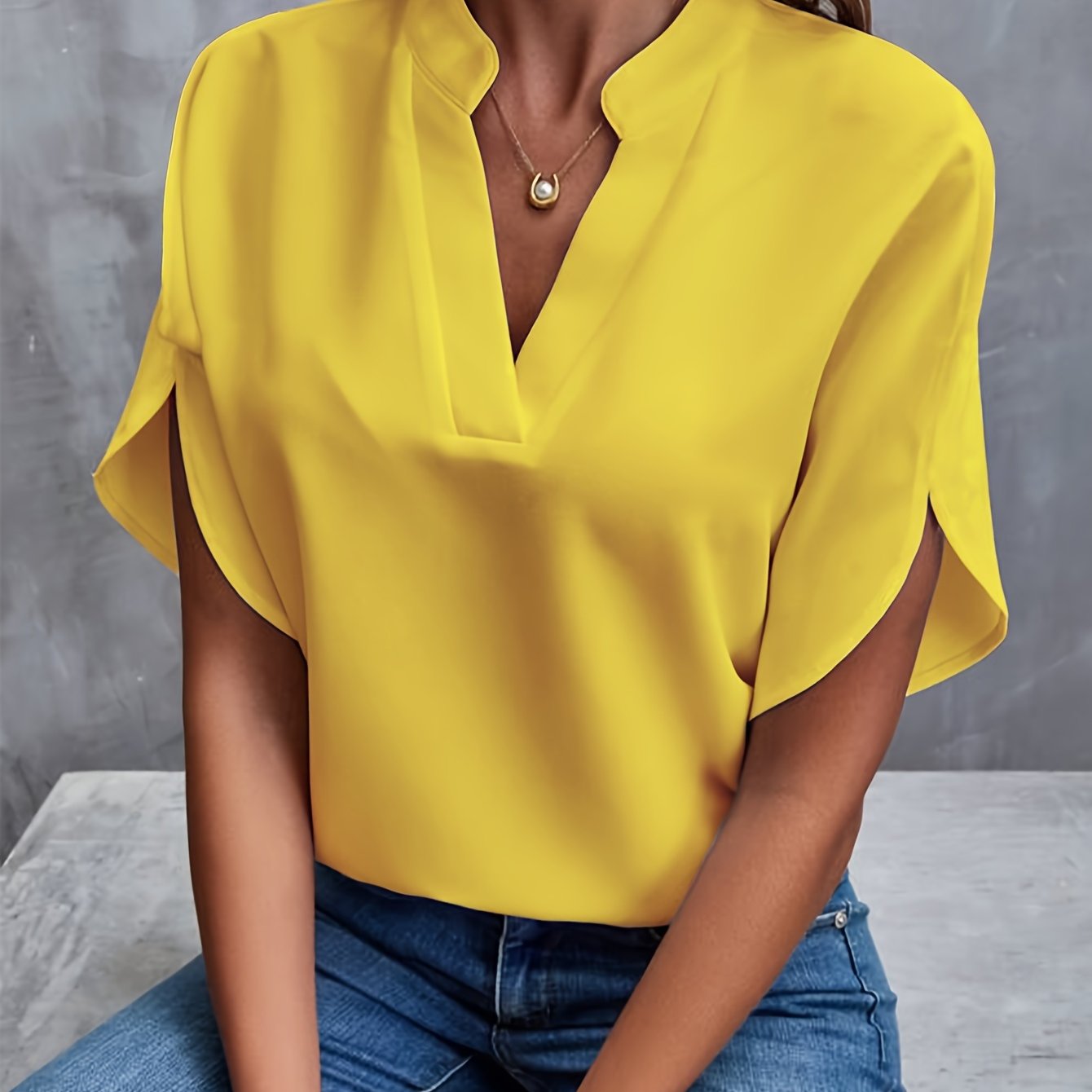 Dames Blouse – Elegante Effen Blouse met Korte Mouwen voor Casual en Feest