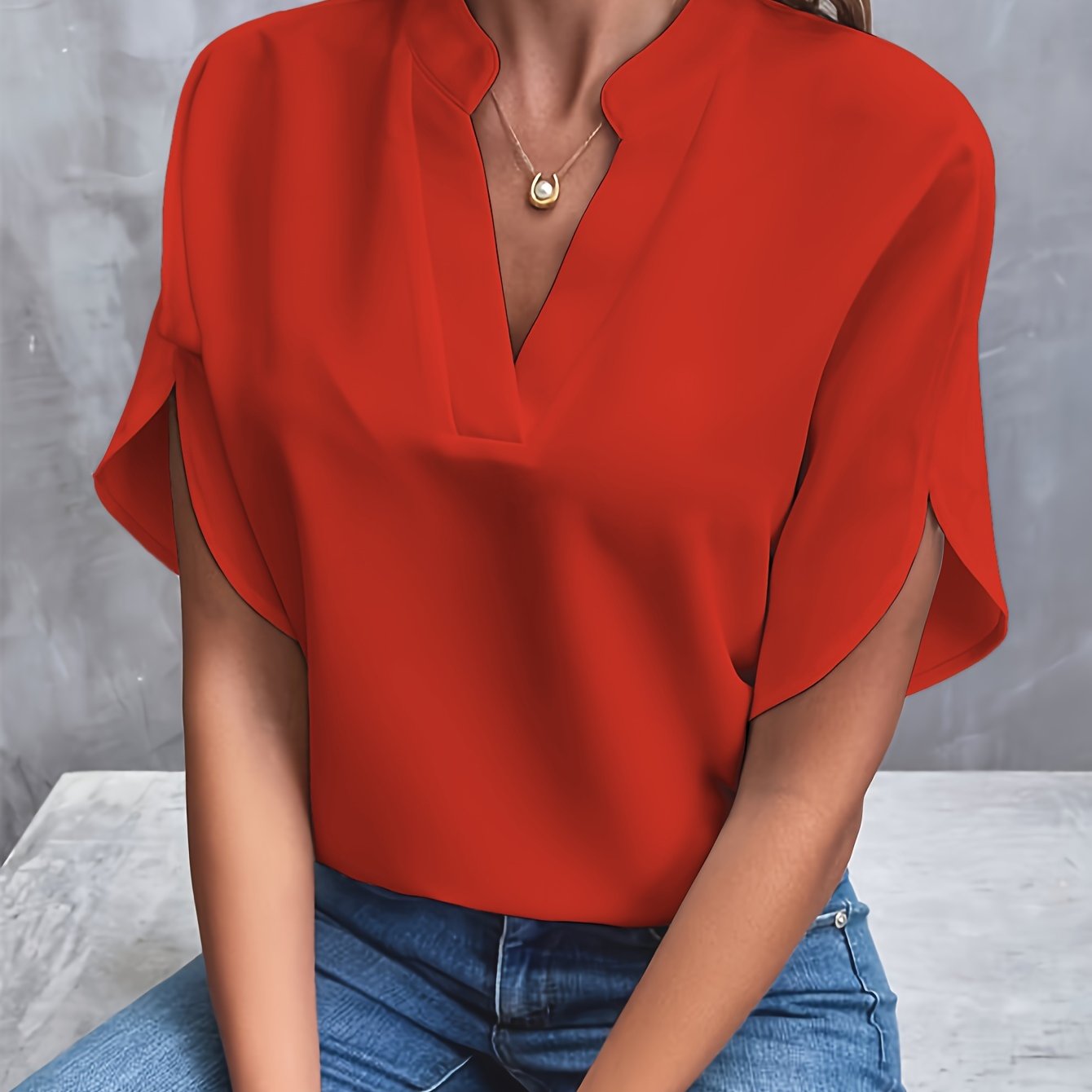 Dames Blouse – Elegante Effen Blouse met Korte Mouwen voor Casual en Feest