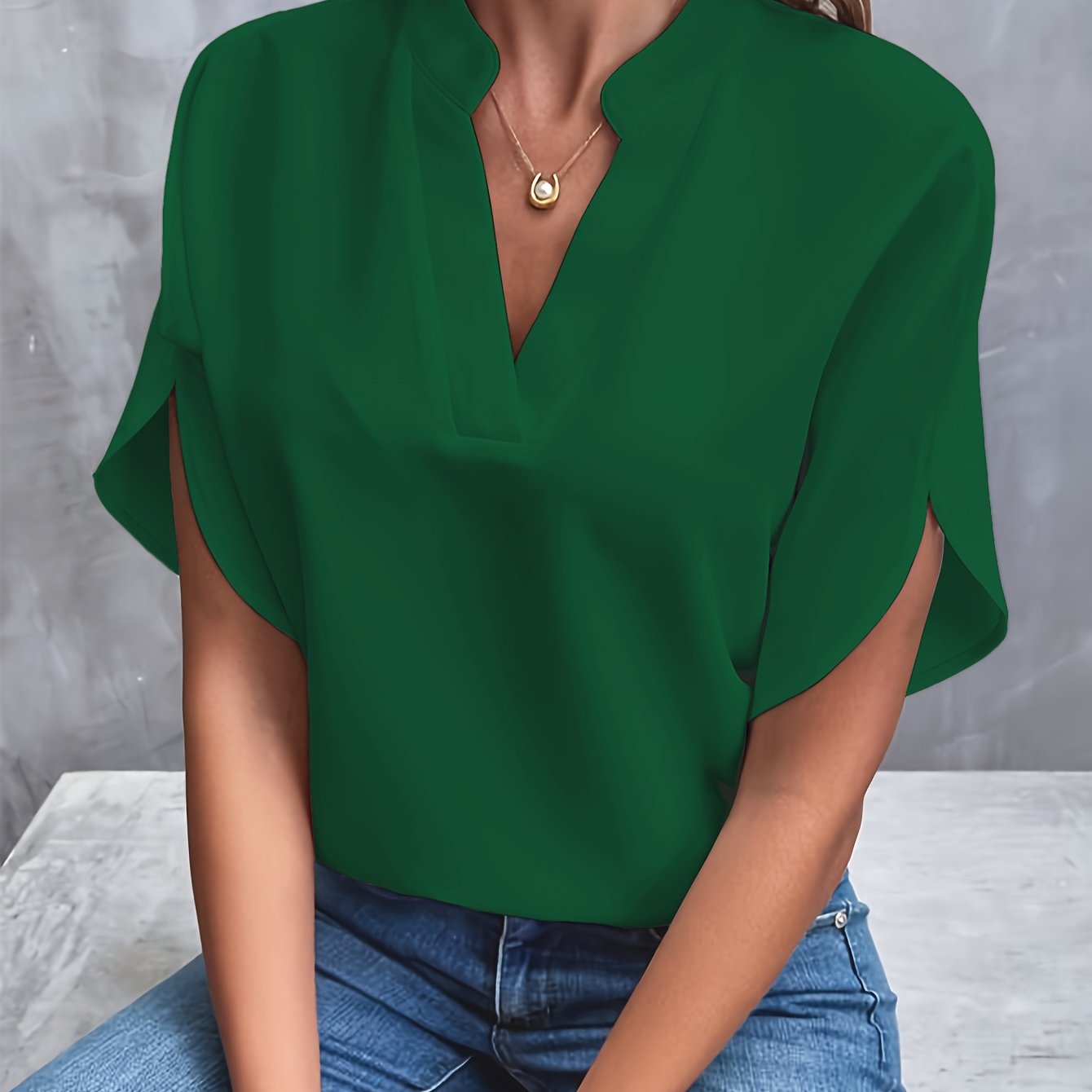 Dames Blouse – Elegante Effen Blouse met Korte Mouwen voor Casual en Feest