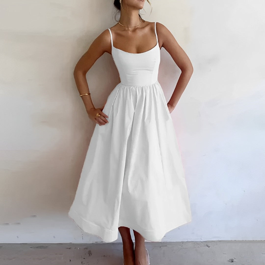 Puffjurk Spaghetti-schouderband – Elegante jurk met pofmouwen voor feesten
