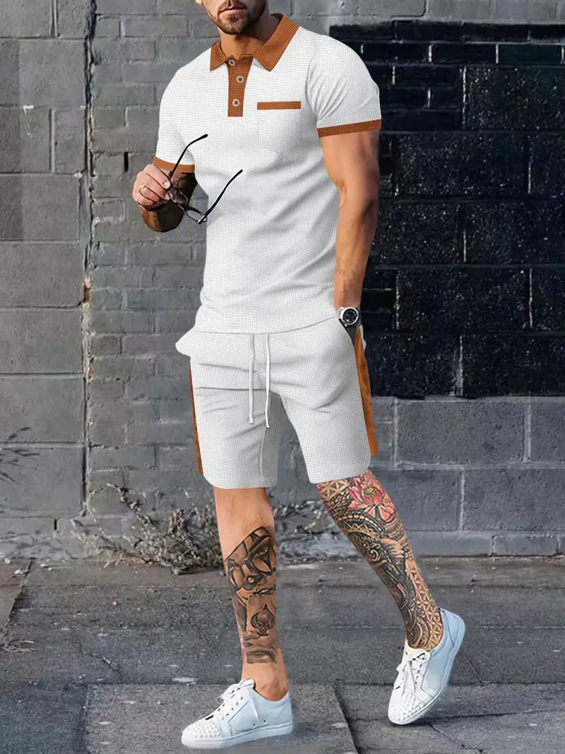Polohemd en shorts heren – Comfortabele outfit met trekkoord voor casual stijl