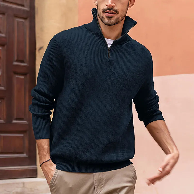 Pullover heren – Hoge kraag trui van zachte stof voor casual en formele stijl
