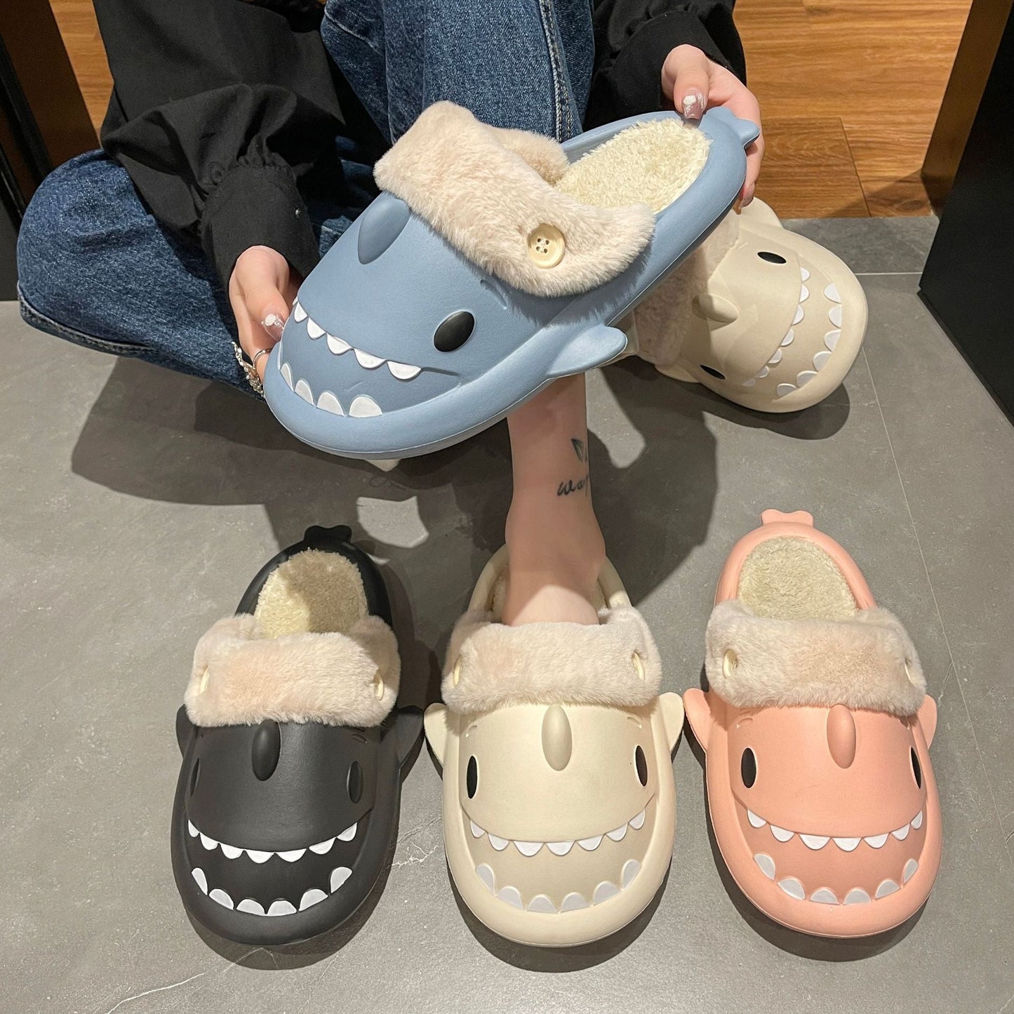Dames Haifischpantoffels – Comfortabele en trendy pantoffels voor thuis