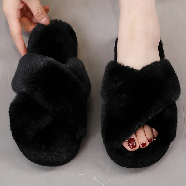 Dames Pantoffels met Kruisriemen – Comfortabele Slippers voor Thuis