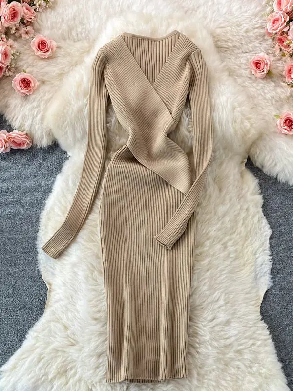 Lange mouwen jurk dames – Elegante jurk voor feest en casual stijl