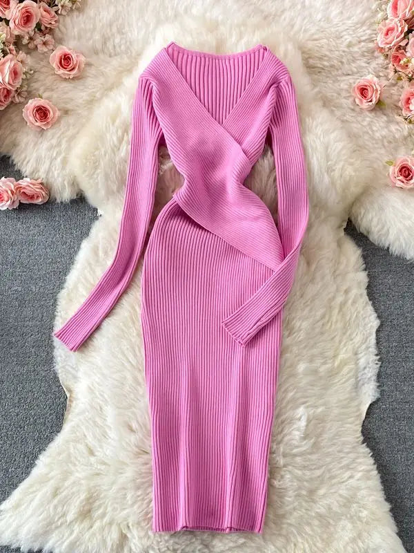 Lange mouwen jurk dames – Elegante jurk voor feest en casual stijl