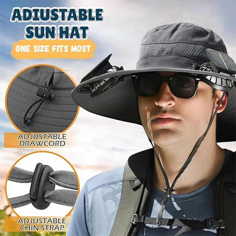 Zonne-energie Ventilator Hoed UV Bescherming Pet