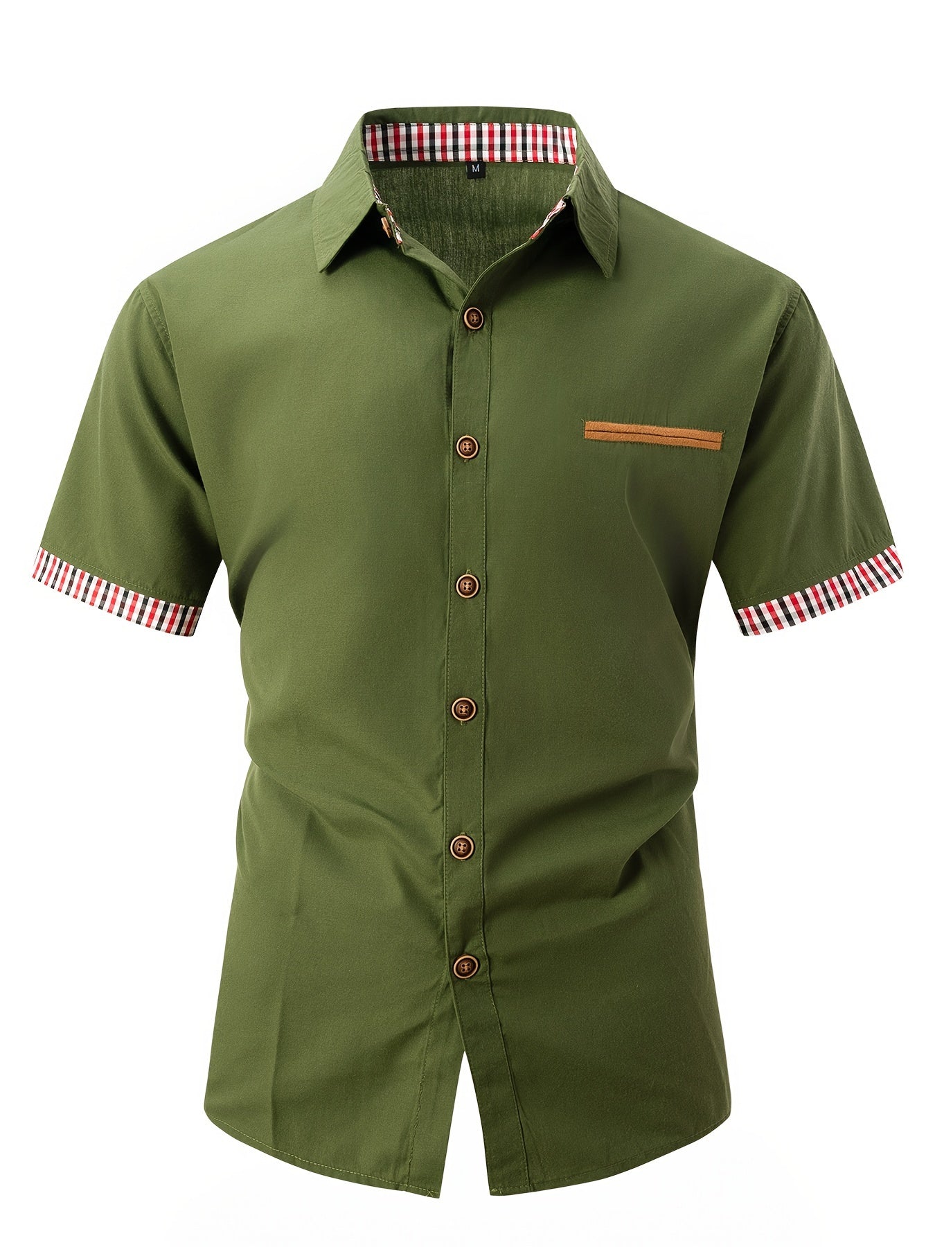 Heren overhemd korte mouwen – Gestreepte kraag casual shirt voor mannen