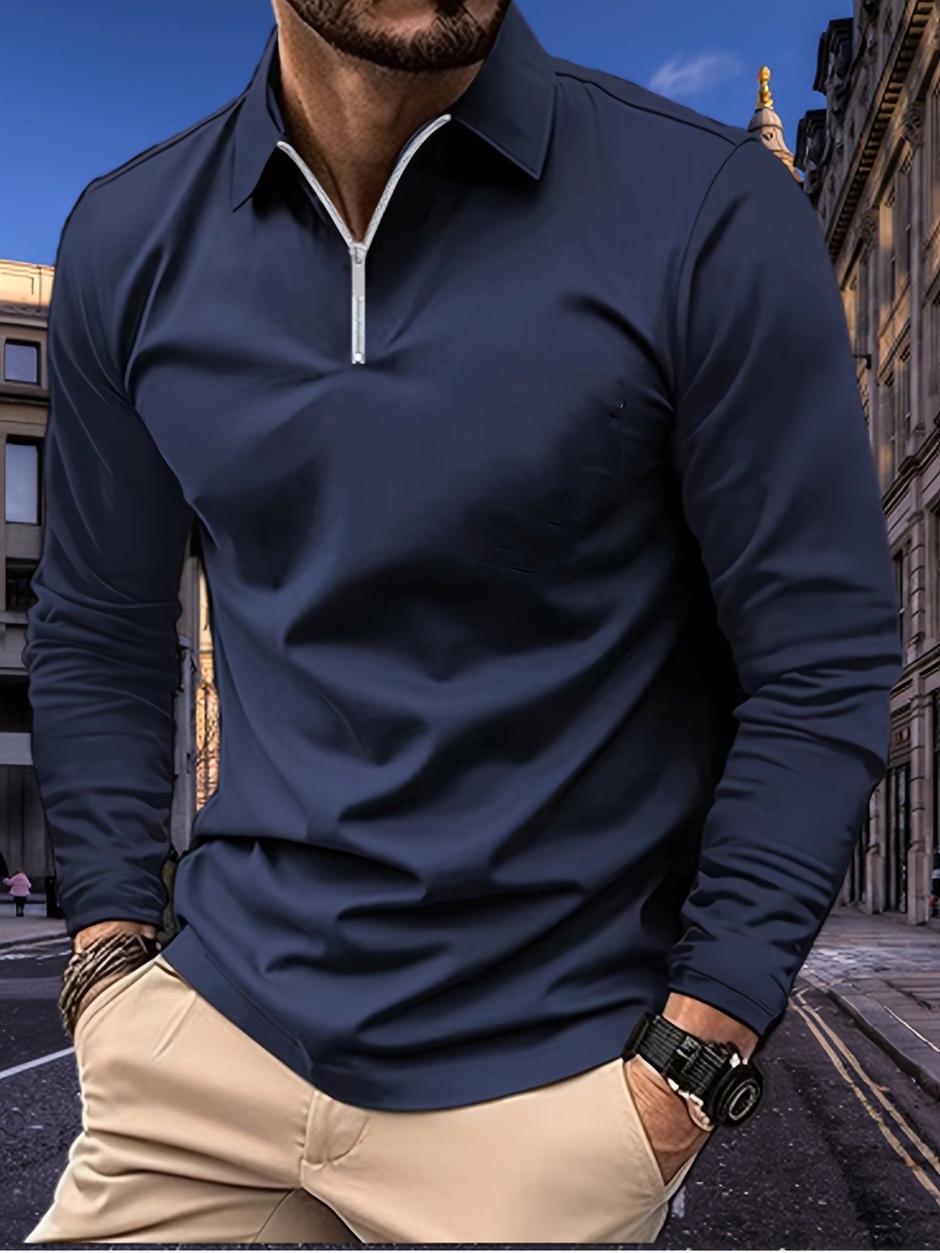 T-shirt heren – Comfortabele en stijlvolle Rits T-shirt van katoen voor dagelijks gebruik